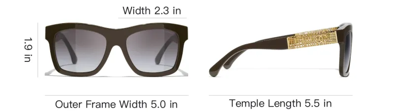 CHANEL Metal Square Sunglasses Unisex Brown-4