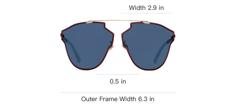 DIOR Metal Irregular Shape Sunglasses Women's Red-2