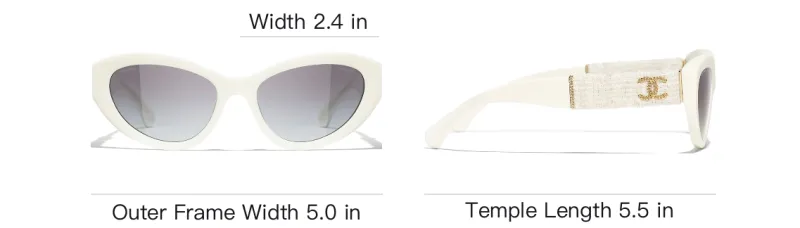 CHANEL Acetate Irregular Shape Sunglasses Unisex White-4
