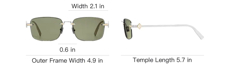 DIOR Metal Square Sunglasses Unisex Silver-3