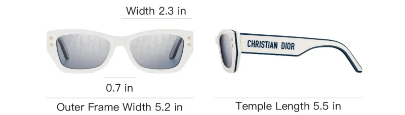 DIOR Acetate Square Sunglasses Women's White-3