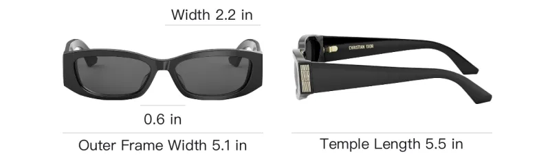 DIOR Plate Frame Rectangular Sunglasses Unisex Black-4