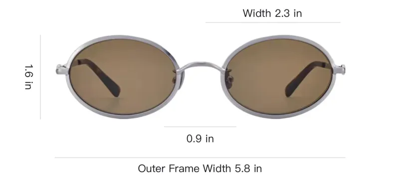 Fakeme Metal Oval Sunglasses Unisex Silver-3