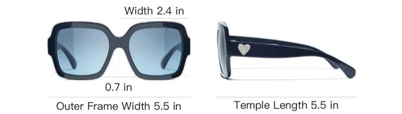 CHANEL Acetate Square Sunglasses Women's Blue-3