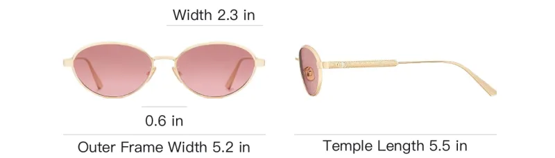 DIOR Metal Oval Sunglasses Unisex Pink-3