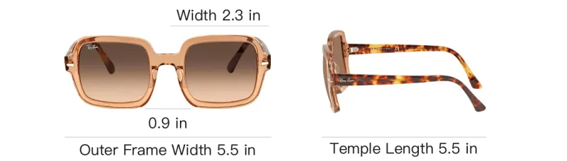 RayBan Acetate Square Sunglasses Women's Brown-3