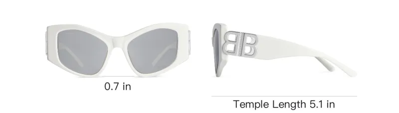 Balenciaga Acetate Irregular Shape Sunglasses Women's White-4