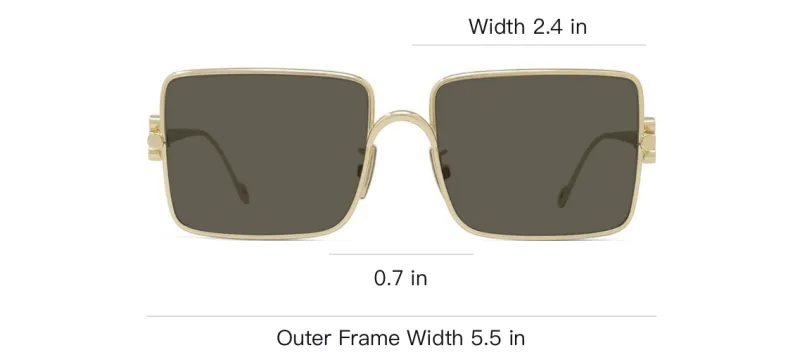 LOEWE Metal Square Sunglasses Women's Gold-3