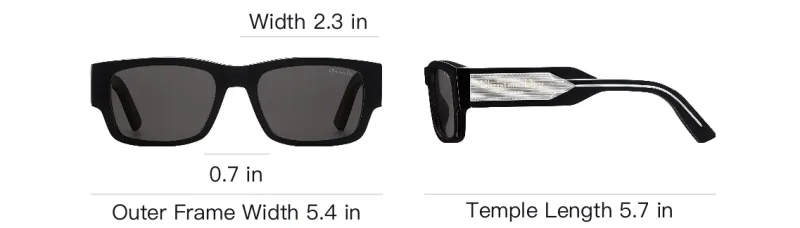 DIOR Acetate Rectangular Sunglasses Unisex Black-3