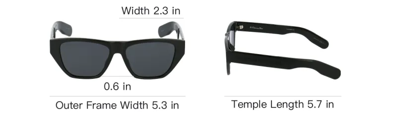 DIOR Acetate Irregular Shape Sunglasses Women's Black-4