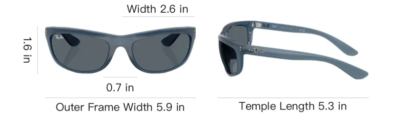 RayBan Nylon Rectangular Sunglasses Men's Blue/Light Brown-3
