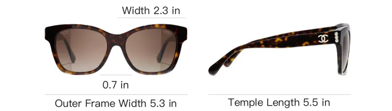 CHANEL Plate Frame Square Sunglasses Women's Brown-5