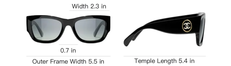 CHANEL Rectangular Sunglasses Unisex Black-3