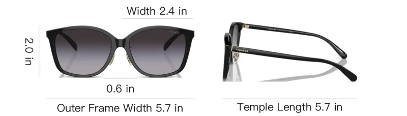 COACH Plate Frame Square Sunglasses Women's Black-3