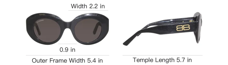 Balenciaga Plastic Oval Sunglasses Women's Black-4