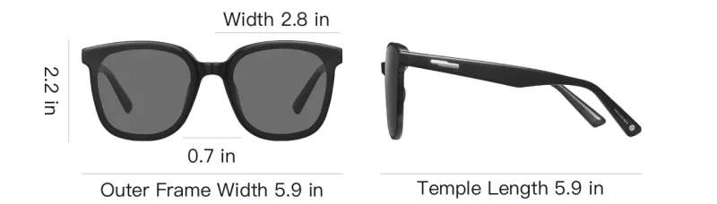 MUJOSH Plate Frame Square Sunglasses Unisex Black-3