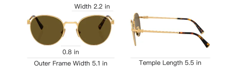 MIU MIU Dark Brown And Gold Metal Frame Round Sunglasses-4
