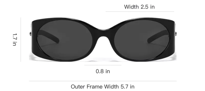 Fakeme Plate Frame Irregular Shape Sunglasses Unisex Black-3