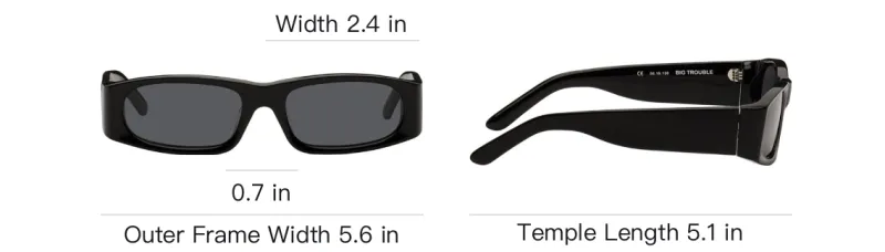 BONNIECLYDE Acetate Rectangular Sunglasses Men's Black-3
