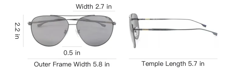 HUGO BOSS Titanium Aviator Sunglasses Men's Gray-3
