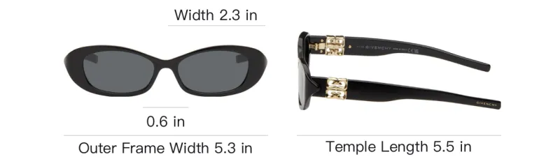 GIVENCHY Acetate Oval Sunglasses Women's Black-3