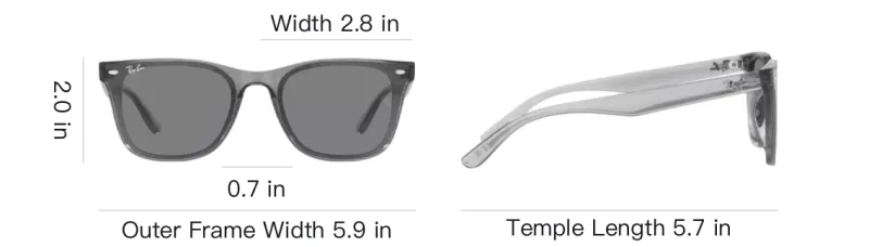 RayBan Injection Molded TR90 Square Sunglasses Unisex Gray-3