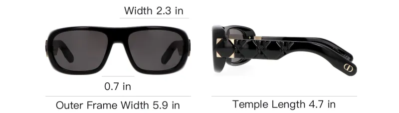 DIOR Acetate Square Sunglasses Unisex Black-4