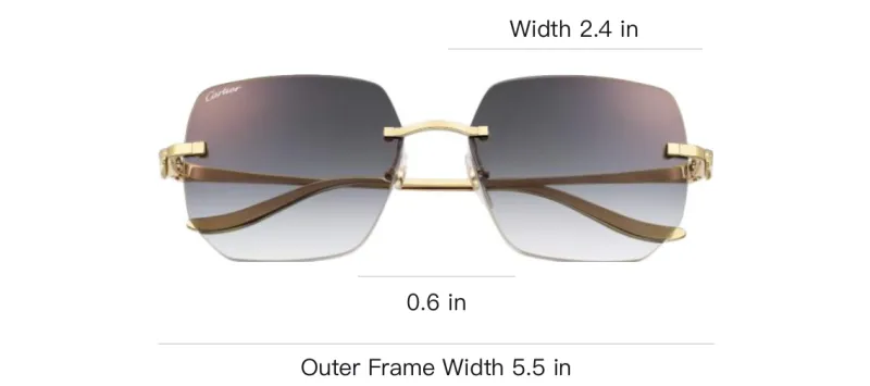 CARTIER Metal Gold Plated Irregular Shape Sunglasses Unisex Gold-3