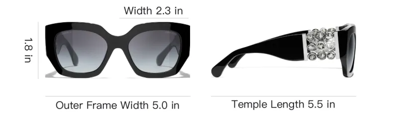 CHANEL Acetate Murano Beads Irregular Shape Sunglasses Unisex Black-3