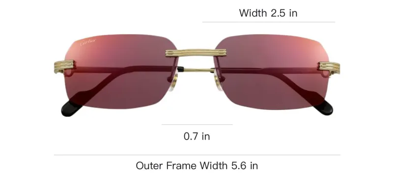 CARTIER Gold Plated Metal Rectangular Sunglasses Unisex Gold-3