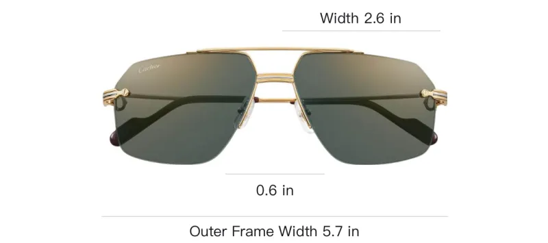 CARTIER Metal Gold Plated Aviator Sunglasses Unisex Gold-3