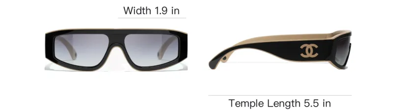 CHANEL Nylon Irregular Shape Sunglasses Women's Black/Beige-4