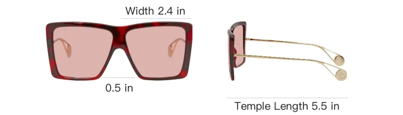 GUCCI Plate Frame Square Sunglasses Women's Pink-3