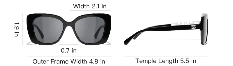 CHANEL Plate Frame Square Sunglasses Unisex-4