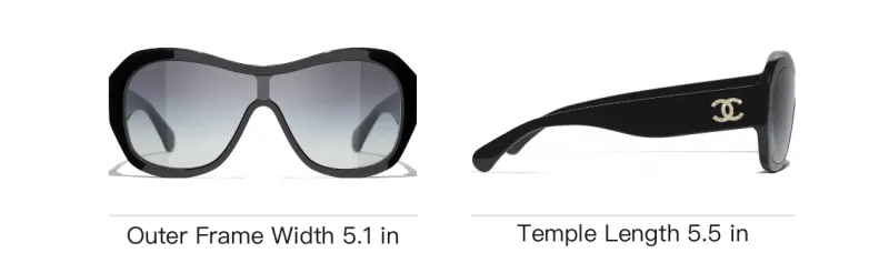 CHANEL Acetate Irregular Shape Sunglasses Women's Black-5