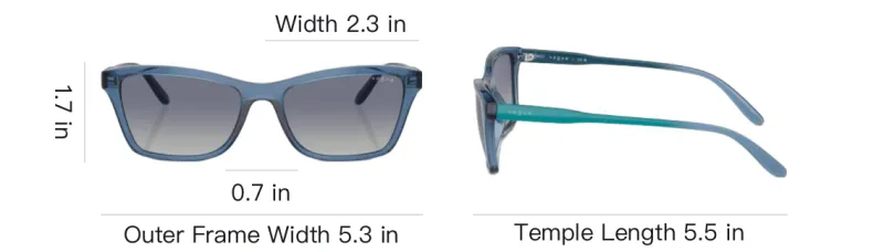 VOGUE Nylon Propionate Salt Rectangular Sunglasses Women's Blue-5