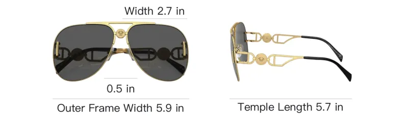 VERSACE Metal Aviator Sunglasses Unisex Gold-3