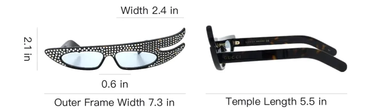 GUCCI Swarovski Crystal Irregular Shape Sunglasses Women's Black-4
