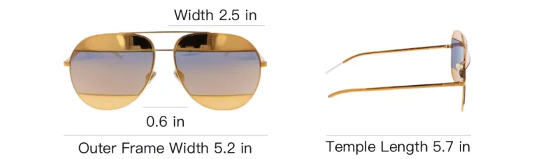 DIOR Metal Aviator Sunglasses Unisex Gold-4