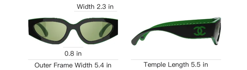 CHANEL Organic Acetate Fiber Irregular Shape Sunglasses Men's Green-2