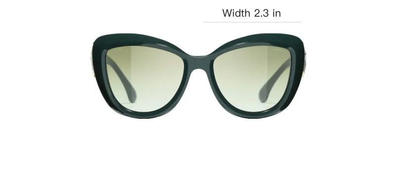 CHANEL Acetate Cat Eye Sunglasses Men's Green-2