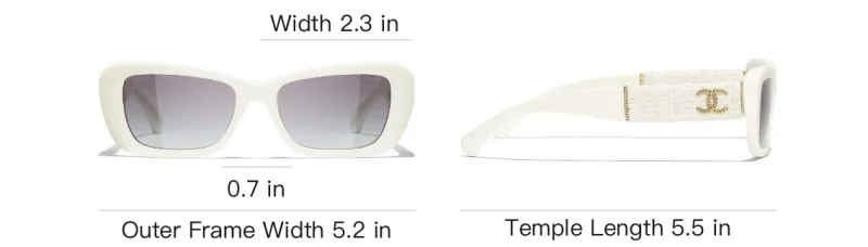 CHANEL Plate Frame Rectangular Sunglasses Unisex White-4