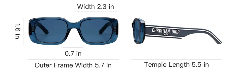 DIOR Plate Frame Irregular Shape Sunglasses Unisex Blue-3