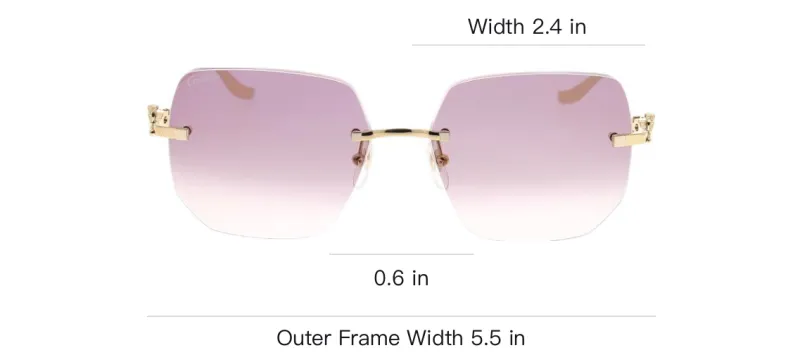 CARTIER Metal Rectangular Sunglasses Women's Gold-3