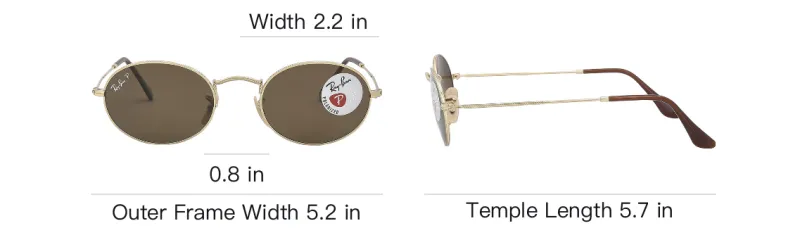 RayBan Oval Sunglasses Unisex Gold-3