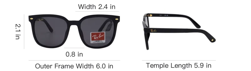 RayBan Plate Frame Square Sunglasses Unisex Black-5
