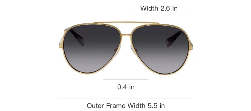 MARC JACOBS Metal Aviator Sunglasses Women's Gold-3