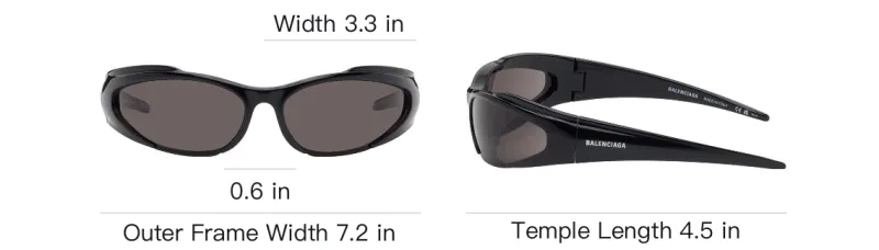Balenciaga Nylon Irregular Shape Sunglasses Men's Black-3