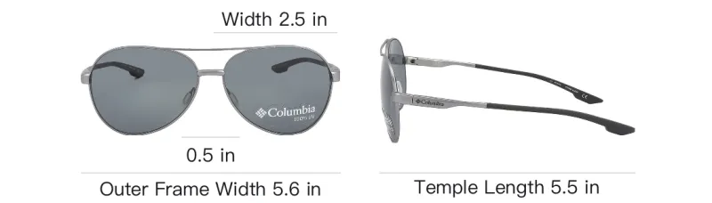 Columbia Metal Aviator Sunglasses Unisex Gray-3