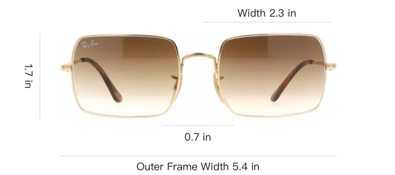 RayBan Metal Rectangular Sunglasses Men's Gold-3